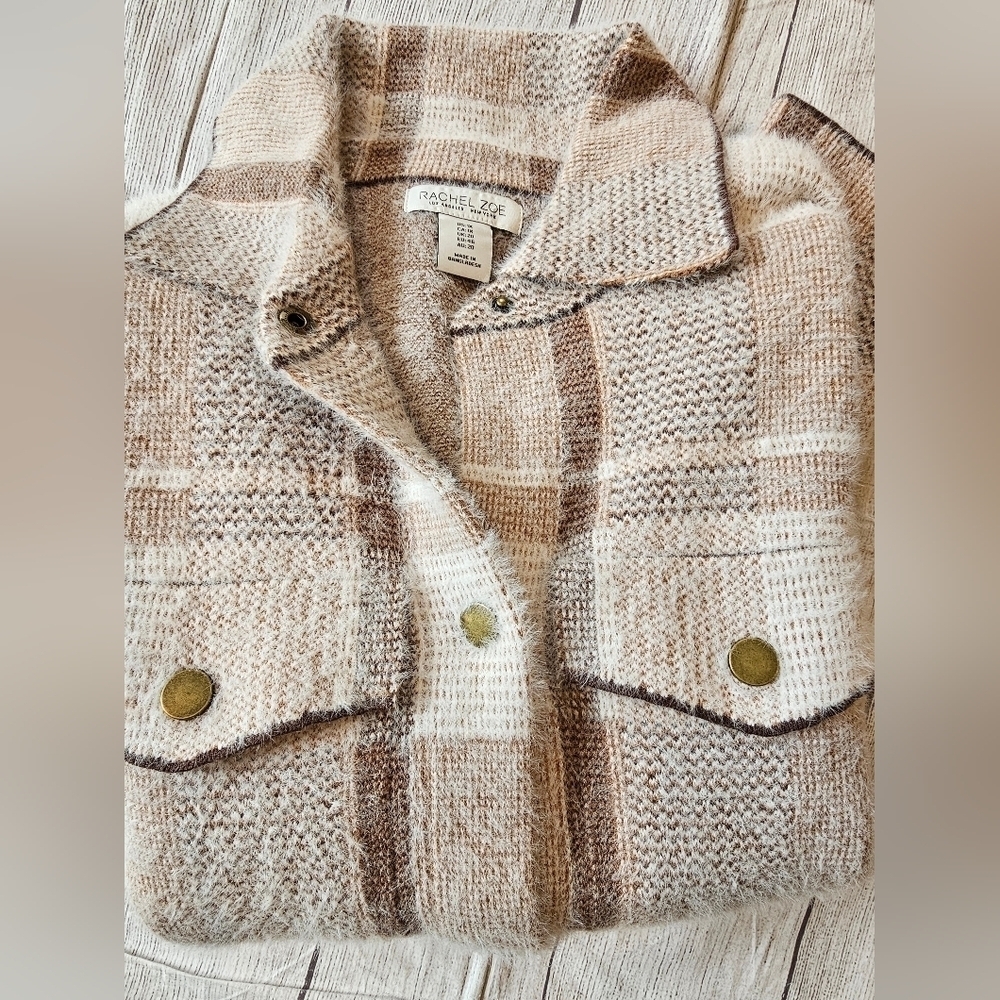 Rachel Zoe Size 1X Soft Cozy Fuzzy Snap Front Shacket Shirt Fall Winter Comfy - Picture 5 of 9